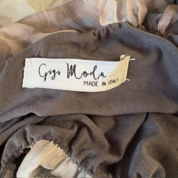 Gigi Moda Made in Italy 100% Silk Venus Dress Charcoal and Dusty Rose Floral - Picture 4 of 6